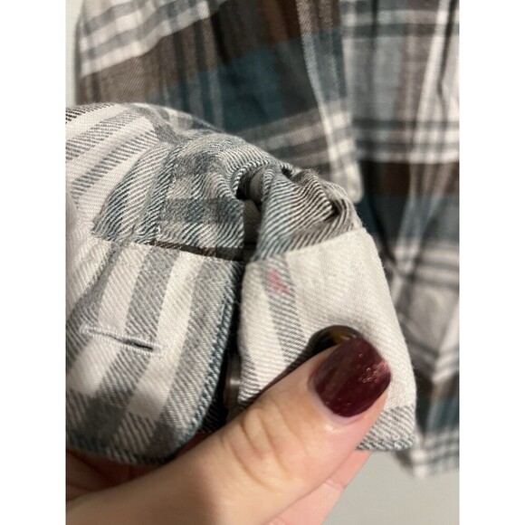 Patagonia Lightweight Fjord Flannel Shirt Men Medium Green Gray Plaid Button Up - Picture 6 of 6